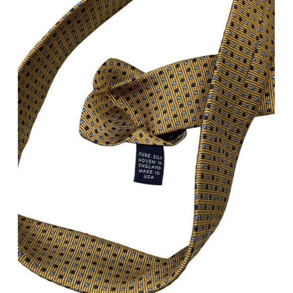 NWT BROOKS BROTHERS Men's 100% Silk Necktie DESIGNER Tie Gold Geometric W:4" - Picture 3 of 4